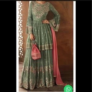 Faux Georgette Plazzo Dress with matching pouch